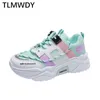 2021 Women's Lace-up Color Matching Non-slip Wear-resistant Sneakers Fashion Women's Shoes Comfortable Breathable Casual Shoes Y0907