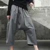 [Eam] cintura alta gris breve breve harem pantalones de harem largos fondos sueltos pantalones fábrica de moda primavera otoño la921 21512