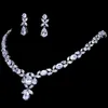 Ensembles de bijoux de mariage en cristal classique Emmaya pour femmes collier en Zircon cubique clair boucles d'oreilles ensemble de bijoux de fiançailles de mariée H1022