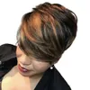 Ombre Blonde Color Short Natural Straight Wigs For Women Brazilian Human Hair No Lace Front Bob Wig With Bangs