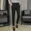 Güz Kış Erkek Elbise Pantolon İş Ofis Sosyal Suit Pantolon Rahat Slim Fit Streetwear Pantolon Pantalon Homme Classique 210527