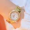 Relojes de moda para mujer Reloj de oro Reloj de pulsera de cuarzo Vidrio Estilo simple Montre De Luxe 35 mm