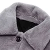 Nerazzurri Большие теплые мягкие пушистые пальто из искусственного меха для женщин с длинными рукавами и пуговицами Серая пушистая куртка Зимняя одежда для женщин 220112