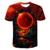 Мужские футболки 2021 летняя космическая планета Galaxy Planet Universe 3D печатная футболка для футболки Детские дети Sky Star Round English Streetwear мода Мужская футболка