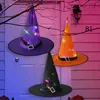 LED garden home the tree hanging ornament glowing hat wizard witch cap lights halloween festival lantern masquerade accessory Y0730