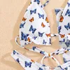 In-X Butterfly Drukuj Swimsuit Kobiety Trójkąt Swimweear Kobiet Spódnice 3 Sztuk Zestaw Micro Brazylijski Bikini 2021 String Siatek Kąpielowy X0522