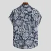 Paisley Floral Print Męskie Koszule Hawajskie Krótki Rękaw Dorywczo Letnie Mężczyźni Tropikalne Koszule Aloha Party Beach Wear Odzież Chemise 210522