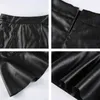 Goth Black High-staisted Y2K Короткая женская кожаная юбка Harajuku Kawaii Ruffles Vintage PU Мини-плиссированные юбки для девочек 210629