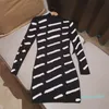 Women Casual Dress Fashion Letter Classic Pattern Knit Bodycon Dresses Autumn Womens Clothing Long Sleeve 3 Colors 2332