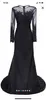 Schwarze Perlen-Meerjungfrau-Abendkleider in Übergröße, arabisches Aso Ebi-Abschlussballkleid mit langen Ärmeln, formelle Kleidung, Partykleid nach Maß