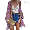 Women's Swimwear 2021 Women Boho Print Floral Beachwear Kimono Cardigan Loose Long Sleeve Shawl Capes Blouse Bikini Cover Wrap Outdoor Thin