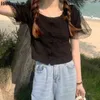 夏ニットクロップトップカーディガン女性網の半袖Oネックニットウェアセーターファッションレディースジャンパーフェムメ210519
