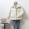 Autumn Winter Duck Down Jacket Women Kangaroo Pocket Short Coat Casual Loose Thick Keep Warm Jackets Snow Outwear 210430