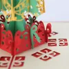 Creative 3D pop up de Noël arbre à main les cartes de vœux de couleur rouge à la main
