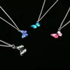 Pendant Necklaces Black Red Blue Purple Butterfly Metal Necklace Women Trendy Simple Wild Dangle Clavicle Chain Jewelry