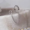 Creative Two Hole Hoop & Huggie Piercing Earrings for Women Crystal Zircon Metal Color Chain Earring Party Jewelry