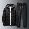 OEE Winter Mannen Parka Set Uitloper Overjas + Katoenen Broek Pak Casual Warm 2 Stks Parkas Sets Slim Fit Trainingspak Mens Kleding 220308