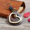 Schlüsselanhänger Vintage Retro Metall Herz Liebe Schlüsselanhänger Große Runde Holz Anhänger Halter Tasche Zubehör Auto Schlüsselanhänger Schlüsselanhänger Modeschmuck Geschenk S