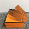 bälten herr Desinger-bälte Lädermode Damaccessoarer Lyxigt brev midjeband Stort guldspänne Kvalitet Casual Business-rem Ceinture med orange låda