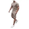 Juegos de chándales de los hombres Summer 2-Piece T Shirts + Shorts Playa de manga corta camisetas pantalones cortos pantalones masculinos Traje de entrenamiento Trajes para hombres
