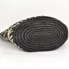 Handmade fashion hand woven bag leisure simple Crochet straw bag summer lady beach style woven shoulder bag Black Apricot