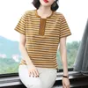 Mode Summer Tops Black Stripe Oversize T-shirt Femmes Vêtements Coton T-shirt à manches courtes Tee Femme Plus Taille 210604