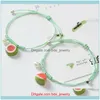 Charm Jewelrycharm Bracelets Women Girl Cute Fruit Ceramics Bracelet Watermelon Hand Chain Leisure Jewelry Fashion Handmade Gift Drop Delive