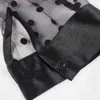 Frauen Lange Mesh Hemd Kleid Polka Dot Durchsichtig Schwarz Transparent Tüll Afrikanische Mode Frühling Weibliche Roben Tunika Plus Größe XL 210325