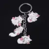 10PCANIME PUELLE MAGI MADOKA MAGICA KEYCHAIN ​​CUTE Cartoon Incubator Qbay Pendant Nyckelring för Kvinnor Bag Bil Tillbehör Smycken Gift