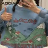 Otoño Japón Stlye estampado de dibujos animados Looss sudadera de mujer sudaderas con capucha de algodón sudaderas de mujer de talla grande jerséis femeninos 210521