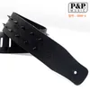 Una cinghia di chitarra in pelle nera per gli strumenti musicali di chitarra elettrica acustica Accessori7179593