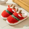 Pantofole 2021 suola spessa cervo natalizio donna uomo pantofola calda per interni morbido peluche amanti del pavimento invernale scarpe con plateau