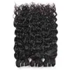 Brazilian Water Wave Bundles 3pcs with 2*4 Closure Natural Black Human Bundles with Closure Wholesale Brazilian Hair Weave Bundles