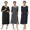 Vrouwen lange nachtkleding zachte ritssluiting aan de voorkant winter warme nachthemd katoen kimono badjas loungewear moederschap huisvrouw ritssluiting 210831