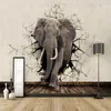 Custom 3D Levensechte Dier Muurschildering Rhino Lion Olifanten Foto behang Niet-geweven Papier Wallpapers Kinderkamer Sofa TV Achtergrond