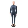 섹시한 여성 나이트 클럽웨어 휘트니스 긴 소매 레깅스 Jumpsuit Bodycon Tight Neck Rompers 여성용 Playsuit Bodysuit 210517