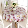 PEVA Printed Table Cloth Waterproof Oilproof Backside Ati-slip Flannel Round cloth Cover For Home Restaurant 210626