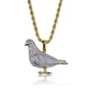 TopGrillz Nowy styl Iced Out Gold Color Plated Two Tone Micro Pave Cyrkon Pigeon Wisiorek Naszyjnik Biżuteria Hip Hop Dla Mężczyzn Kobiety X0707