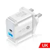 유형 C 충전기 PD 18W 듀얼 포트 빠른 충전 EU US UK AC Home Travel Wall Charger for iPhone Samsung Tablet PC 2022