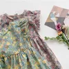 1-7t peuter kind baby meisje bloemen jurk elegante zomer ruche korte mouw bloem print sundress schattige zoete partij outfit kleding q0716