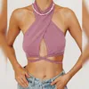 Sexy Tanks Bandage Halter Crop Tops for Women Sleeveless Backless Club Party Chic Wrap Cropped Top Slim Streetwear 051902