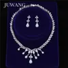 JUWANG Set di gioielli da sposa di marca per donna Cubic Zirconia Wedding Party CZ Collana orecchino Set di gioielli nigeriani H1022