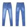 catonATOZ 2143 Mom Jeans Women Pencil Stretch Skinny Mid High Waist Pants Women's Blue Slim denim 210708