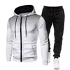 Sonbahar Kış erkek Rahat Eşofman Moda Erkekler Ceket Ve Sweatpants İki Adet Setleri Spor Artı Boyutu Giyim Erkek için