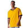 Herr-T-shirts 2021 Patchwork Lös T-shirt Herr Gym Fitness Bodybuilding Bomulls-T-shirt Herr Kortärmad T-shirt Sommar Sport Träning