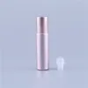 500 stks 10 ml roze kleur dik glazen roll op essentiële olie lege parfum fles roller bal fles voor reizen