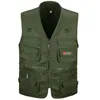 Men's Vests Vest Men Army Green Waistcoat Multi-pocket Travel Or Work Wear Sleeveless Jacket Plus Size246J