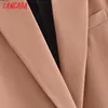 Tangada femmes élégant un bouton Blazer manteau Vintage col cranté poche mode femme Chic hauts 3H270 210609