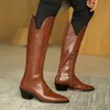 Mode herfst schoenen vrouwen knie hoge laarzen lederen hakken partij fundamentele vrouw 210528
