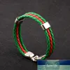 Stainless Steel Men Women Spain Germany France Italy Argentina National Flag PU Leather Bracelets Handmade Jewelry